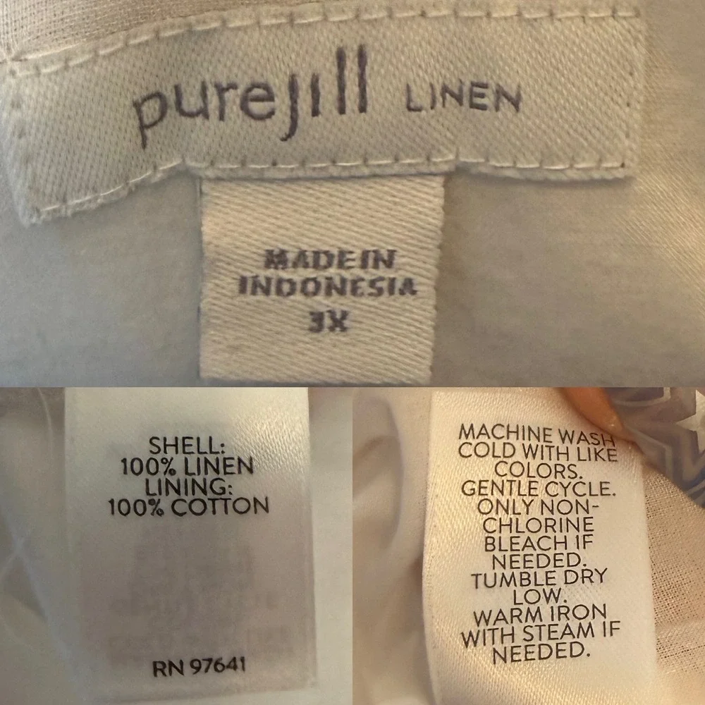 J. Jill Pure Jill Linen Pintucked Midi Dress Resort Wear Lagenlook Coastal 3X - Picture 4 of 4